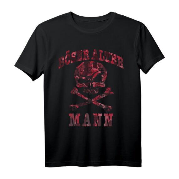 Herren Böser Alter Mann Vater Großvater Totenkopf Skull Geburtstag T-Shirt  Sarkastisches Geschenk für Männer mit Humor, Ironie & Härte