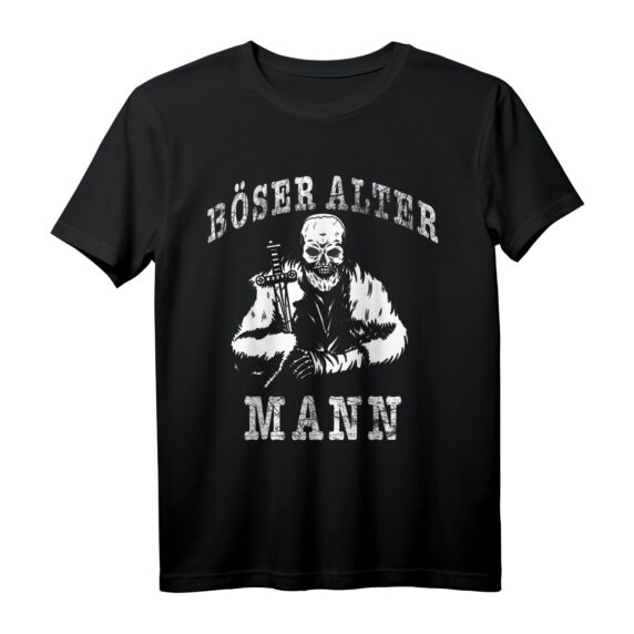 Herren Böser Alter Mann Wikinger Totenkopf T-Shirt  Lustiges Sarkasmus Design für Opa, Vater & Männer zum Geburtstag, Weihnachten oder Vatertag