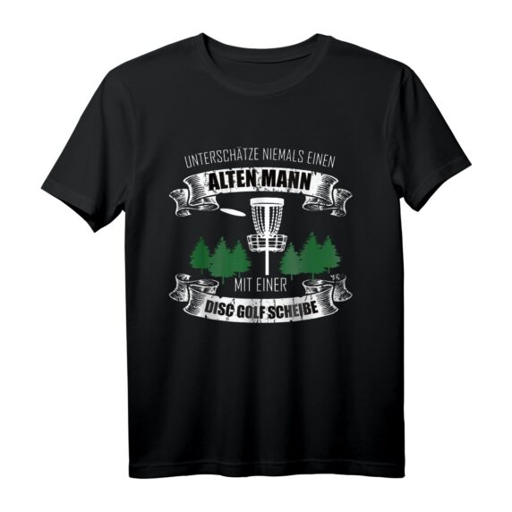 Herren Disc Golfer T-Shirt - Unterschätze nie einen alten Mann | Lustiges Disc Golf Motiv für Sportler und Fans