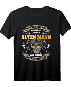 Herren Unterschätze niemals Alten Mann auf Motorrad T-Shirt  Perfekt für Motorradtreffen, Vatertag & Ruhestand mit Totenkopf Style