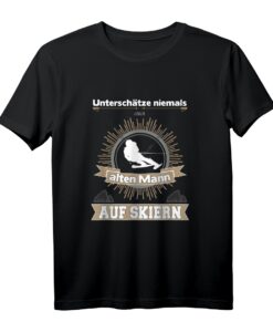 Herren Unterschätze Niemals einen alten Mann auf Skiern - Lustiges Skifahren T-Shirt für Opas & Väter als Geschenk