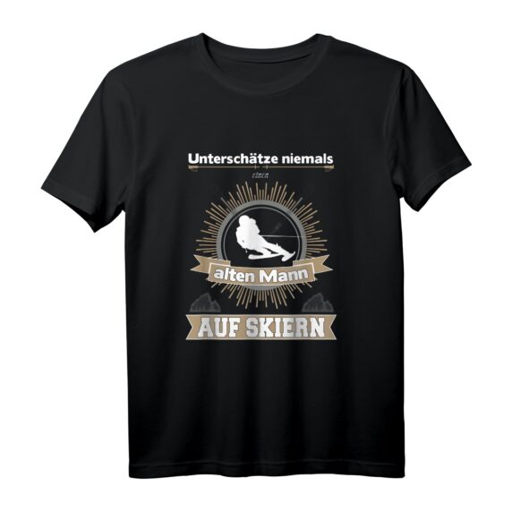 Herren Unterschätze Niemals einen alten Mann auf Skiern - Lustiges Skifahren T-Shirt für Opas & Väter als Geschenk