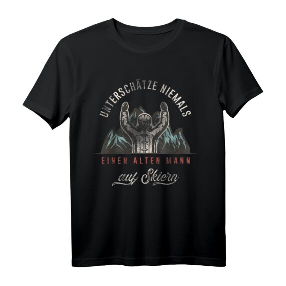 Herren 'Unterschätze niemals einen alten Mann auf Skiern' Bergwelt T-Shirt  Lustiges Geschenk für Skifahrer, Bergfans & Wintersportliebhaber