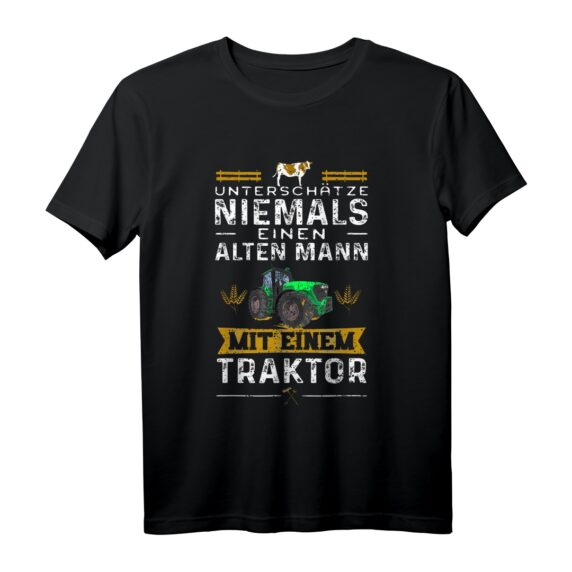 Herren Unterschätze Niemals Einen Alten Mann Mit Einem Traktor T-Shirt - Perfekt für Landwirte und Traktor Liebhaber