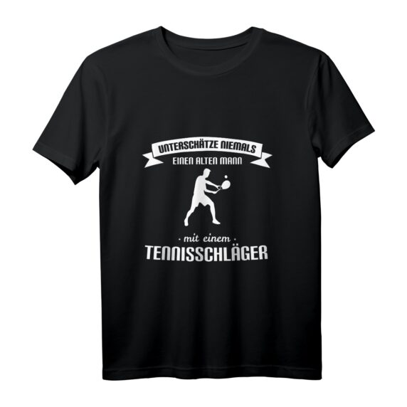 Herren Unterschätze niemals einen alten Mann mit Tennisschläger T-Shirt - Lustiges Tennis Geschenk für Vater, Opa & Tennisliebhaber