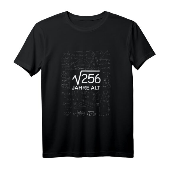 Lustiges 16. Geburtstag T-Shirt mit Wurzel aus 256 Motiv  Perfektes Geschenk für Jungen und Mädchen zum 16. Geburtstag, ideal für Mathe-Fans