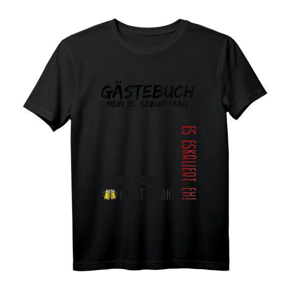 Lustiges 25. Geburtstag Gästebuch T-Shirt  Coole Partyidee für das Geburtstagskind mit Unterschriften-Design