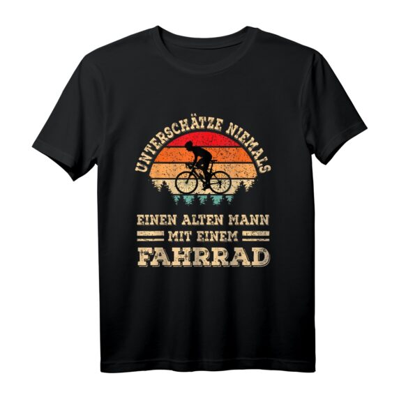 Radfahrer T-Shirt für Männer mit Spruch 'Unterschätze Niemals Einen Alten Mann Mit Einem Fahrrad'  Lustiges Retro Radsport Design für Radliebhaber