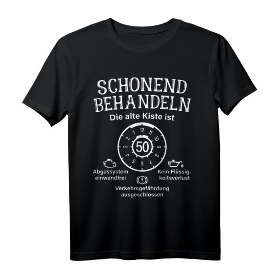 Schonend Behandeln Alte Kiste Ist 50 Plakette - Humoriges Geschenk zum 50. Geburtstag für Männer, Oldtimer-Fans & Jubilaren
