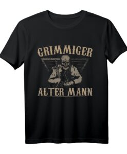 Totenkopf Böser Alter Grimmiger Mann T-Shirt  Cooles Biker Outfit & Geschenkidee für Opas, Großväter, Wikinger- und Skull-Liebhaber
