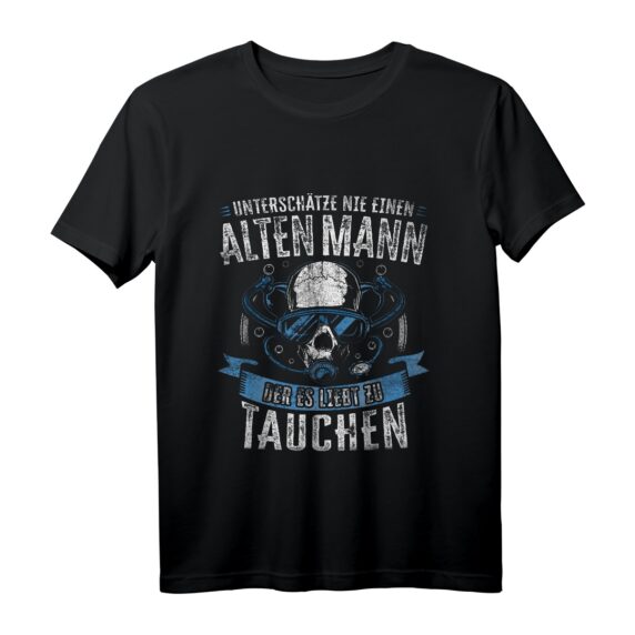 Unterschätze Nie Einen Alten Mann, Der Es Liebt Zu Tauchen - Lustiges Tauch Motiv T-Shirt für Männer mit Meerestieren & Korallenriffen