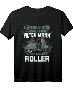 Unterschätze niemals einen alten Mann auf einem Roller T-Shirt - Lustiges Geschenk für Scooter, Mofa oder Moped Fahrer zum Geburtstag oder Weihnachten
