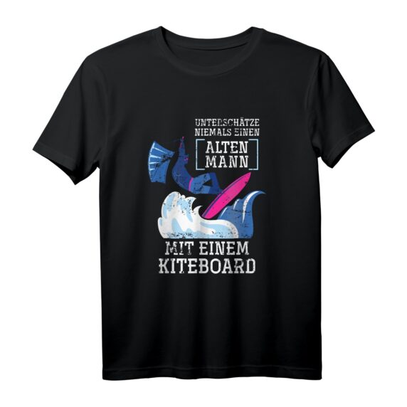 Unterschätze niemals einen alten Mann Kitesurfen T-Shirt  Perfektes Geschenk für Wassersportler, Kitesurfer und Surfliebhaber