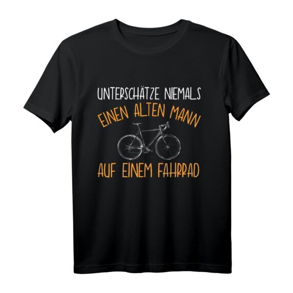 Unterschätze niemals einen alten Mann lustig Fahrrad Herren T-Shirt - Perfektes Geschenk für Fahrradliebhaber, Papa & Opa zu Weihnachten, Vatertag & Geburtstage