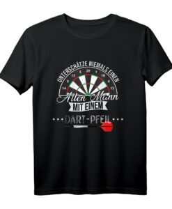 Unterschätze niemals einen alten Mann mit einem Dartpfeil T-Shirt  Lustiges Geschenk für Dartspieler zu Geburtstag & Weihnachten