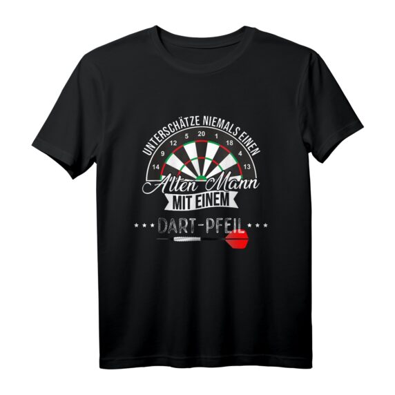 Unterschätze niemals einen alten Mann mit einem Dartpfeil T-Shirt  Lustiges Geschenk für Dartspieler zu Geburtstag & Weihnachten