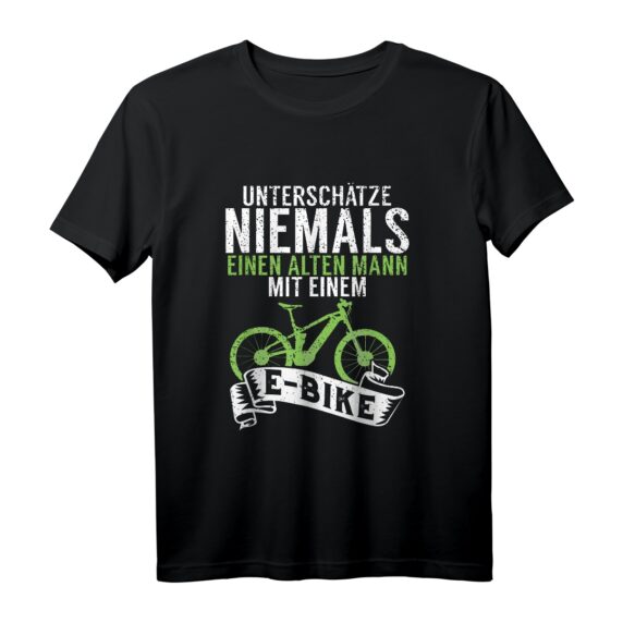 Unterschätze Niemals Einen Alten Mann Mit Einem E-Bike T-Shirt  Perfektes Geschenk für Opa, Oma, Vatertag, Muttertag, Weihnachten & mehr