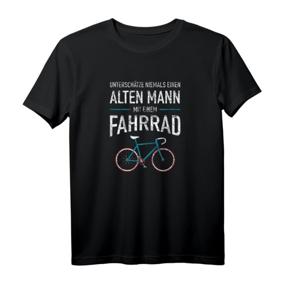 Unterschätze niemals einen alten Mann mit einem Fahrrad T-Shirt  Lustiges Retro Fahrradmotiv für Rentner, Opa, Vater & Fahrradfans zum Geburtstag oder Rente
