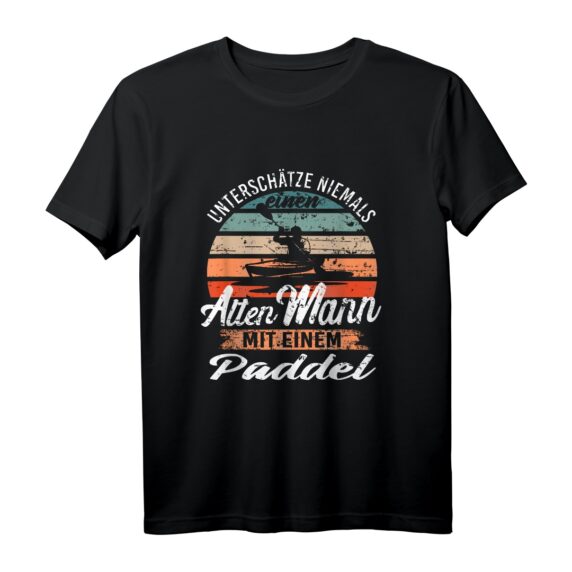 Unterschätze niemals einen alten Mann mit einem Paddel T-Shirt - Lustiges Wassersport Design für Ruderer, Kajakfahrer & Paddler für Damen und Herren