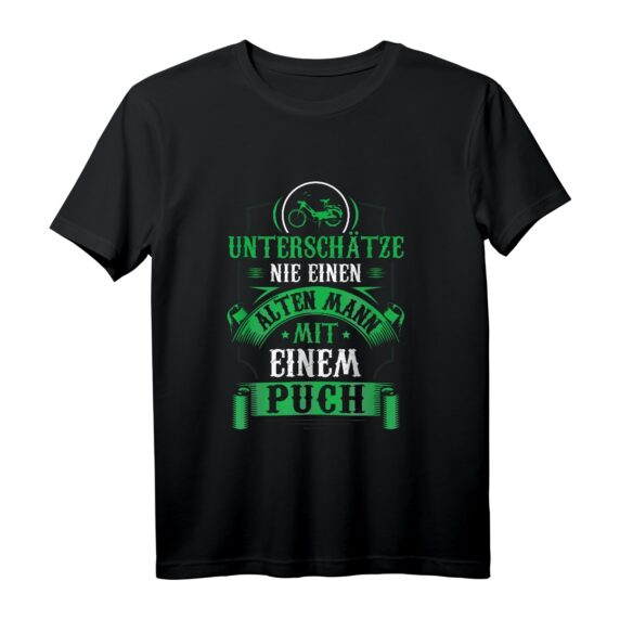 Unterschätze niemals einen alten Mann mit einem Puch Moped T-Shirt - Lustiges Oldtimer & Biker Geschenk für Mopedfahrer, Opa & Großvater zum Vatertag, Weihnachten & Geburtstag