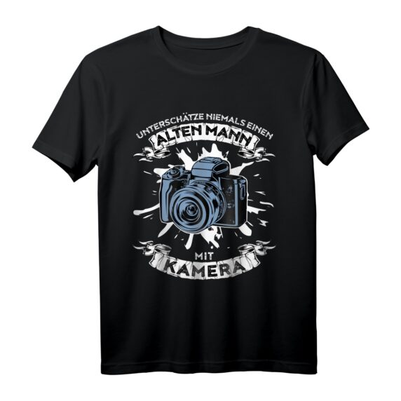 Unterschätze niemals einen alten Mann mit Kamera T-Shirt  Lustiges Fotografie Design für Fotografen & Fotografie Fans