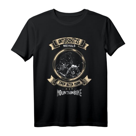Unterschätze niemals einen alten Mann mit Mountainbike T-Shirt  Lustiges Geschenk für leidenschaftliche Radfahrer und Mountainbiker